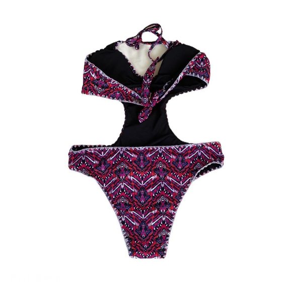 Tart Collections Maya Monokini: Largee, Multi Ikat, Cut-Out Back - Picture 2 of 3